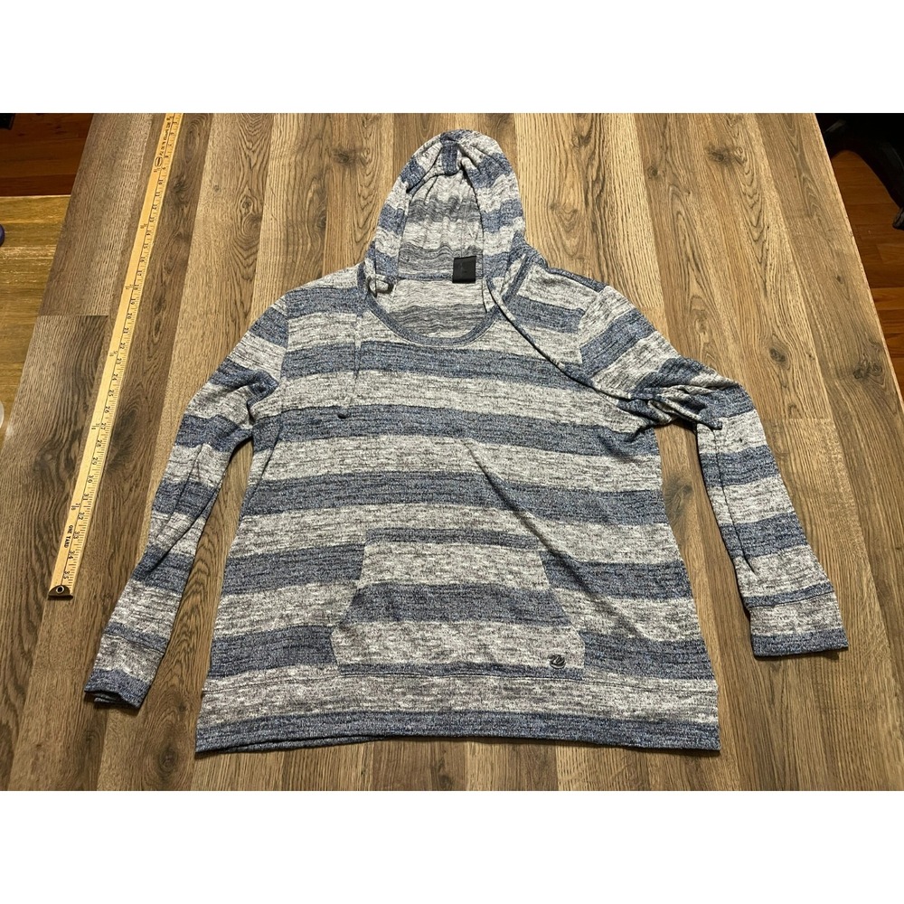 GVS Hoodie Shirt, Women's Size XL, Gray Blue, Striped, Long Sleeve
